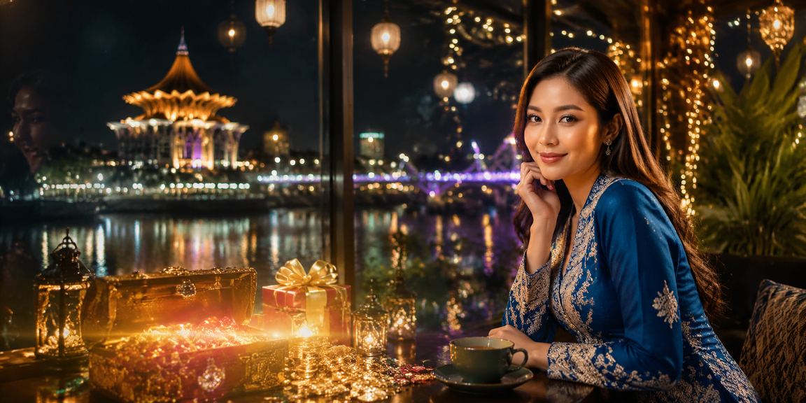 Wanita berbaju kurung menikmati hiburan kasino di Kuching