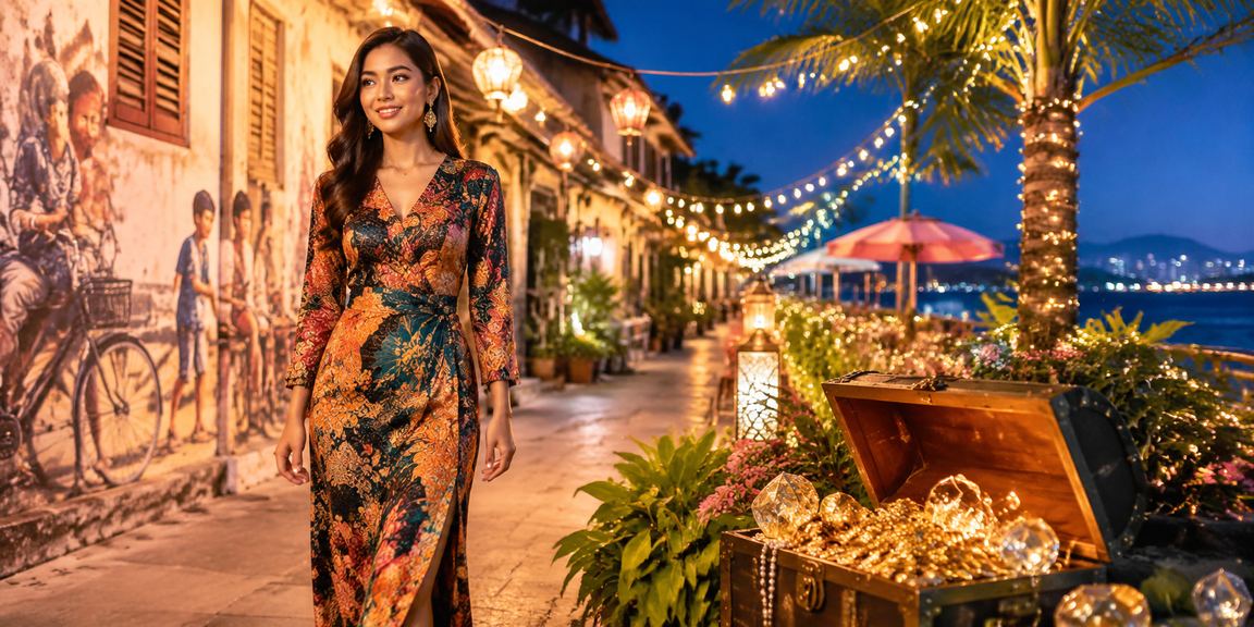 Aplikasi kasino Penang dengan motif batik di skrin telefon